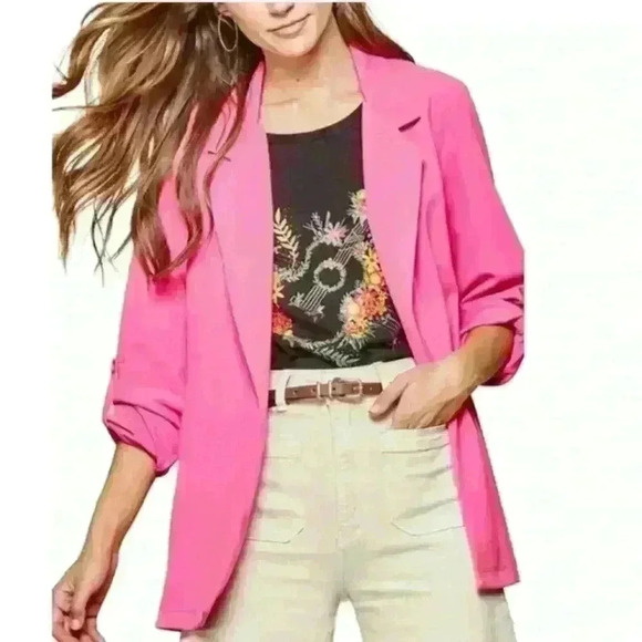 ANDREE BY UNIT Jackets & Blazers - Andree by Unit Hot Pink Collared Lightweight Blazer Jacket, S